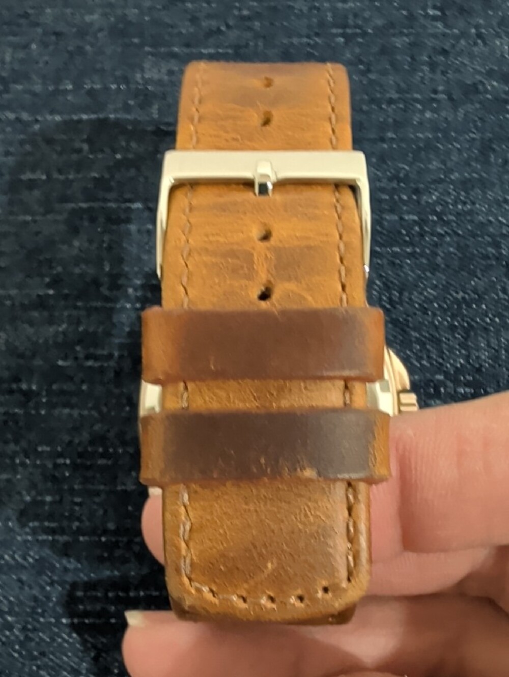 Citizen Gold Tone Watch with White Dial and Brown Strap - Picture 3 of 4